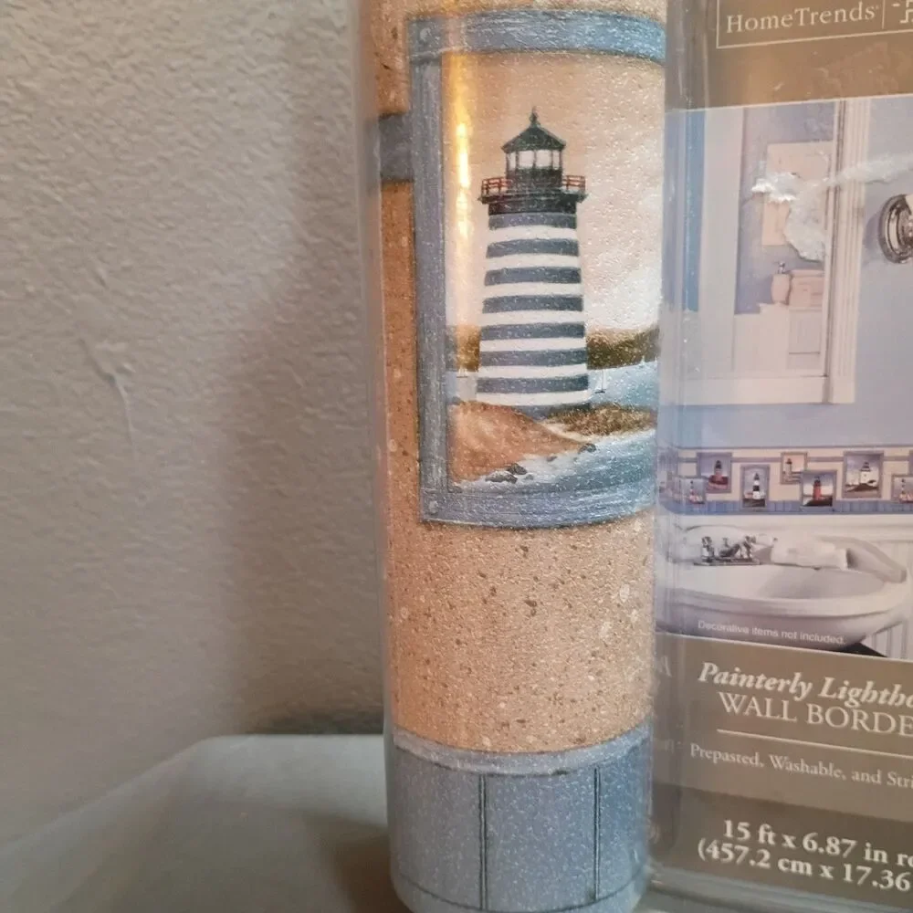 Painterly Lighthouse Wall Border 15 Ft x 6.87 In Prepasted Washable Strippable